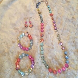 Necklace, Earrings & 2 Bracelets Set